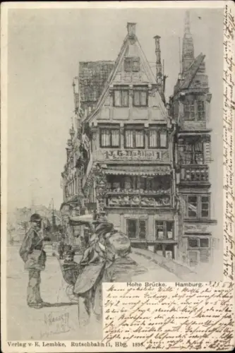 Künstler Ak Hamburg Mitte Altstadt, Hohe Brücke, Geschäftshaus
