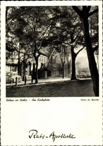 Ak Uelzen in Niedersachsen, Uelzen im Herbst, Am Kiechplate, Foto: Dr. Barich, Rats-Apotheke