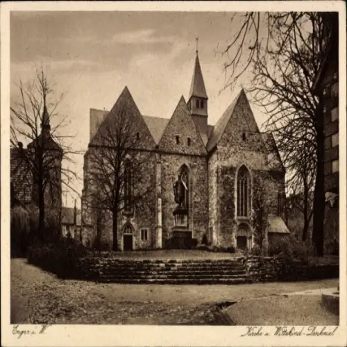 Ak Enger in Westfalen, Kirche, Wittekind-Denkmal
