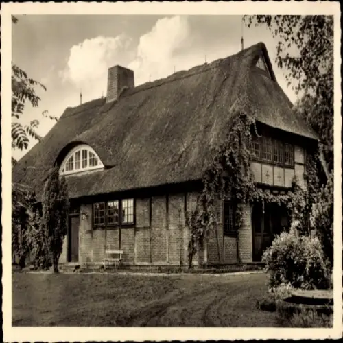 Ak Ruttelerfeld Zetel in Oldenburg Friesland, Jugendherberge, Reetdach, Natur, idyllisch,  Archit