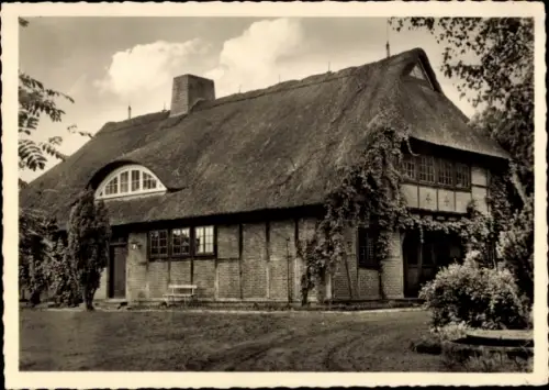 Ak Ruttelerfeld Zetel in Oldenburg Friesland, Jugendherberge, Reetdach, Natur, idyllisch,  Archit