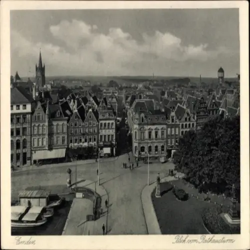 Ak Emden in Ostfriesland, Blick vom Rathausturm, Stadtansicht mit vielen n Gebäuden