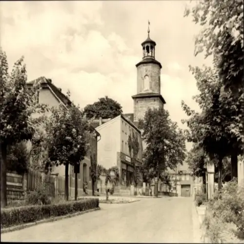 Ak Rastenberg in Thüringen, Ortsansicht mit Glockenturm, Bäume, Häuser