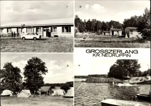 Ak Großzerlang Rheinsberg in Brandenburg, Kinderferienlager, Bungalows, Zeltplatz, Badeplatz