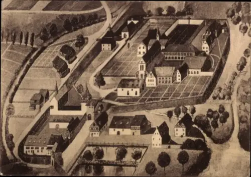 Ak Georgenthal in Thüringen, Historische Ansicht des Zisterzienserklosters, umliegende Landschaft