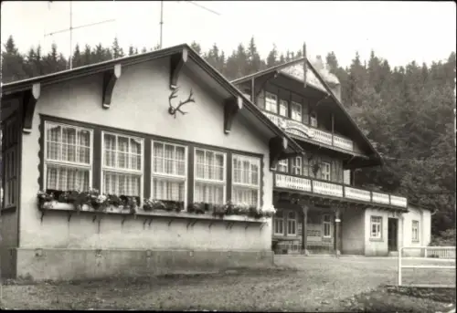 Ak Tabarz im Thüringer Wald, Ferienheim Schweizerhaus, VEB CLG Grimma, Holz, Natur, Hühnerfeder