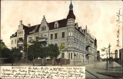 Ak Bitterfeld in Sachsen Anhalt, Ecke Lindenstraße und Mittelstraße