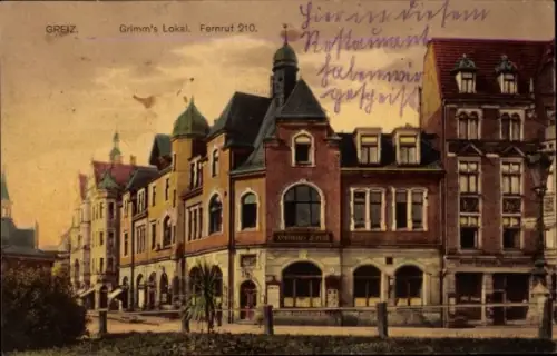 Ak Greiz im Vogtland Thüringen, Gebäude, Grimm's Lokal, Restaurant, Architektur,  