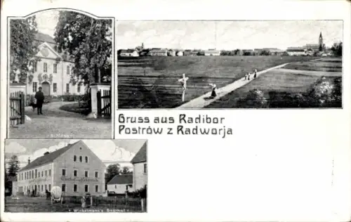 Ak Radibor in Sachsen, Schloss, Gruss aus  Postrów z Radworja