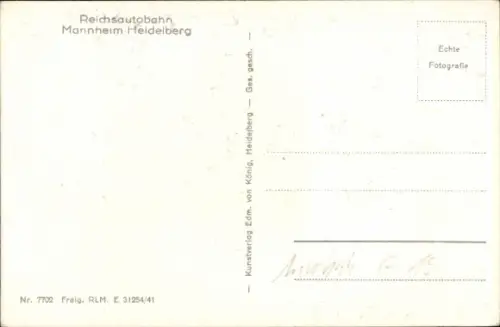 Ak Reichsautobahn Mannheim Heidelberg