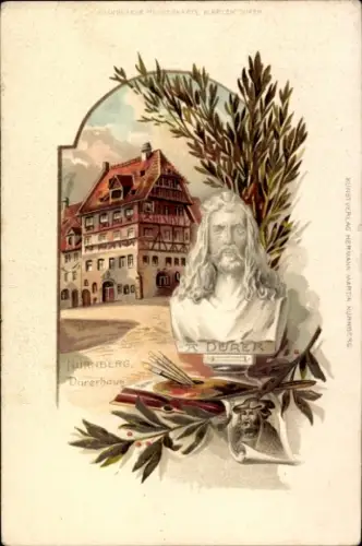 Präge Litho Nürnberg in Mittelfranken Bayern, Albrecht Dürer, Dürerhaus, Büste
