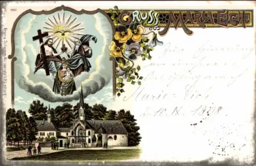 Litho Planegg Oberbayern, Kloster Maria Eich, Kreuz, Taube