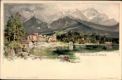 Künstler Litho Deuchert, H., Grainau in Oberbayern, Eibsee, Gebirge