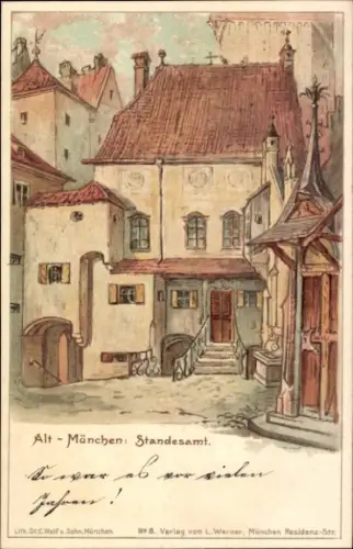 Künstler Litho München Bayern, Altstadt, Standesamt