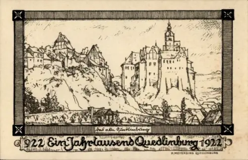 Passepartout Künstler Ak Quedlinburg im Harz, Gesamtansicht, Jahrtausend der Stadt