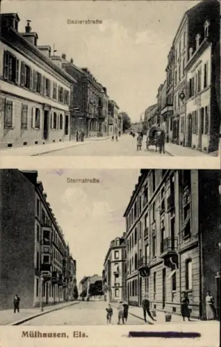 Ak Mulhouse Mülhausen Elsass Haut Rhin, Baslerstraße, Sternstraße, Wohnhäuser