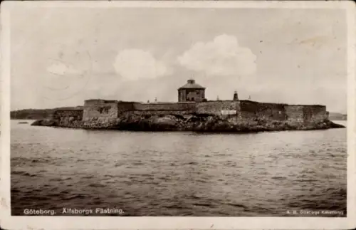 Ak Insel Styrsö Göteborg Schweden, Alfsborgs Fästning, Festung auf einer Insel,  Ansicht