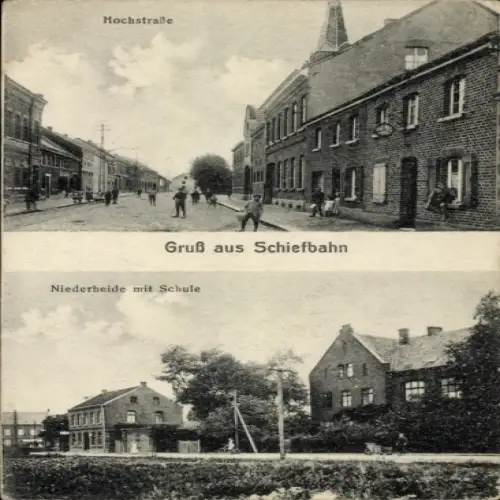 Ak Schiefbahn Willich am Niederrhein, Hochstraße, Gruß aus  Niederheide mit Schule