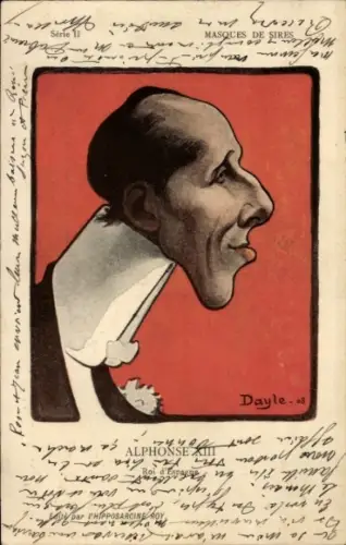 Künstler Ak Dayle, König Alfons XIII. von Spanien, Karikatur