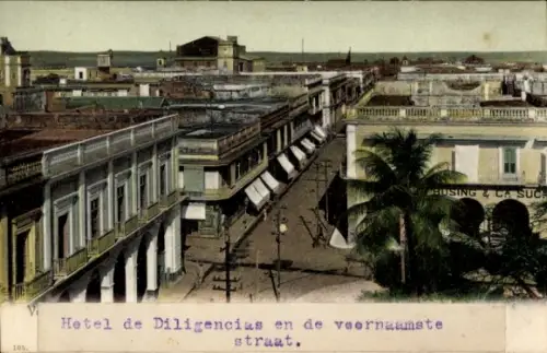 Ak Veracruz Mexico, Hotel de Diligencias, Straße