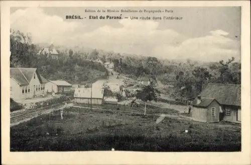 Ak Castro Paraná Brasilien, Une route dans l'interieur
