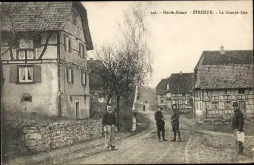 Ak Strueth Elsass Haut Rhin, Grande Rue