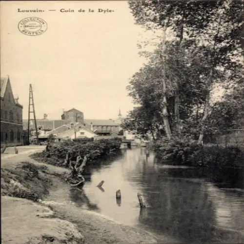 Ak Louvain Leuven Flämisch Brabant, Fluss Dyle, Gebäude, Bäume, ruhige Landschaft