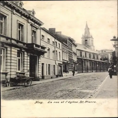 Ak Huy Wallonien Lüttich, Rue St. Pierre, Kirche St. Pierre