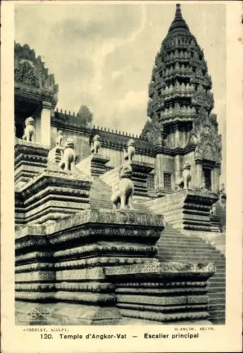 Ak Angkor Wat Kambodscha, Tempelanlagen, Haupttreppe