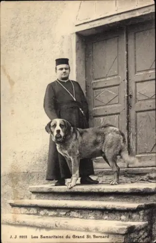 Ak St Bernard Sankt Bernhard Kanton Wallis, Samariter des Ordens