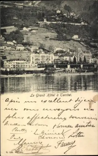 Ak Territet Montreux Kt. Waadt, Le Grand Hôtel,  Text in französischer Sprache, keine Persönlichk
