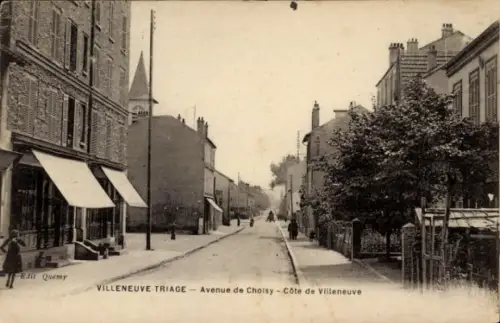 Ak Villeneuve Triage Val de Marne, Villenueve Triage, Avenue de Choisy, Straße, Bäume, Häuser