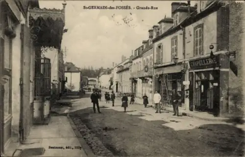 Ak Saint Germain des Fosses Allier, Grande Rue, Chapellerie