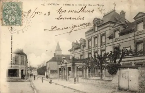 Ak Bourron Marlotte Seine et Marne, L'Hôtel de la Paix, Rue de l'Eglise, Poststempel, 5 Postes