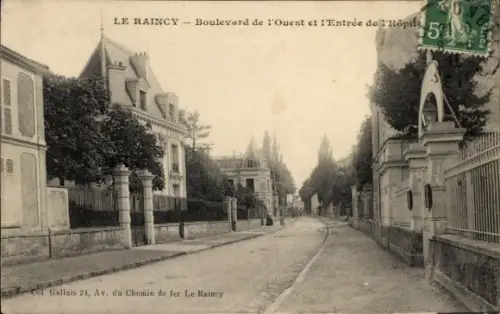 Ak Le Raincy Seine Saint Denis, Boulevard de l'Ouest, Eingang zum Krankenhaus, Straßenansicht