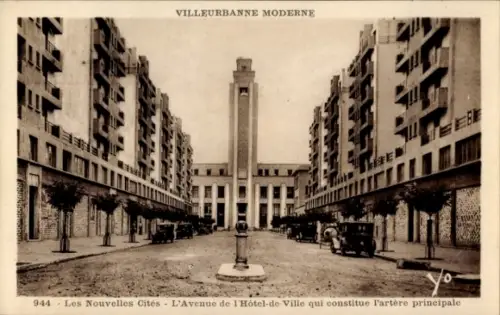 Ak Villeurbanne Rhône, Villeurbanne Moderne, Avenue de l'Hôtel-de-Ville, moderne Gebäude, Straßen
