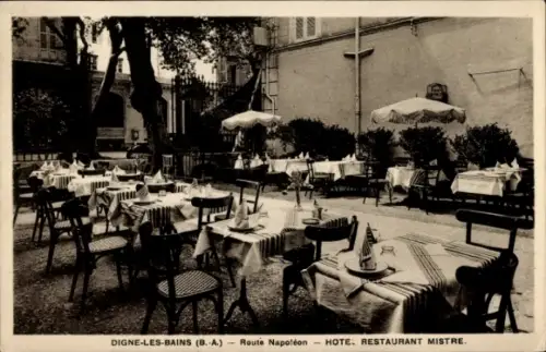 Ak Digne les Bains Alpes de Haute Provence, Route Napoléon, Hotel Restaurant Mistre
