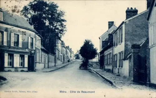 Ak Beaumont sur Oise Val d'Oise, Straße in Méru, Côte de Beaumont, Häuser, Bäume, 