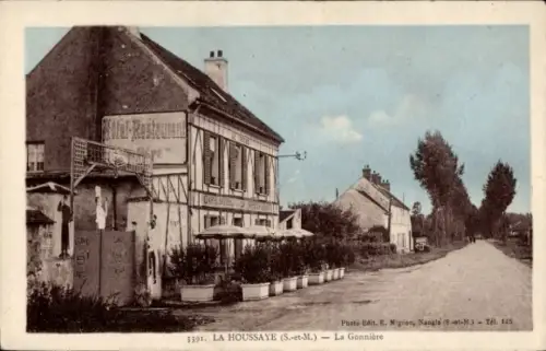 Ak La Houssaye Seine et Marne, Hotel-Restaurant La Gonnière,  Foto von E. Mignon, Telefon 145