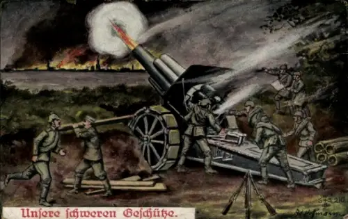 Künstler Ak Hoffmann, Ad., Deutsche Armee, Schwere Geschütze