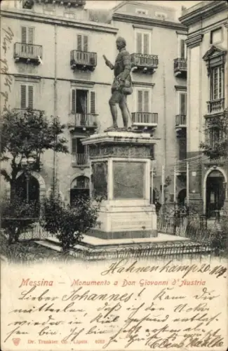 Ak Messina Sizilien, Monumento a Don Giovanni d'Austria