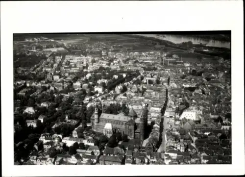 Ak Worms am Rhein,  Dom St. Peter, Rhein, Eisenbahnbrücke