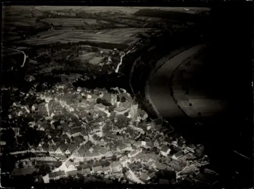 Ak Bad Wimpfen am Neckar,  Neckar, Luftbildaufnahme