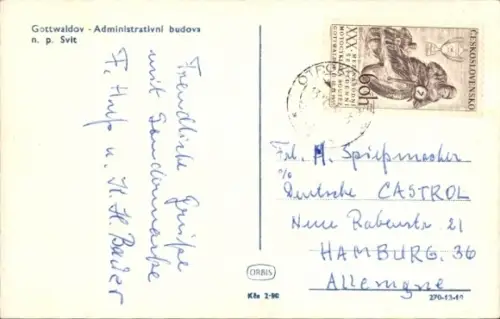 Ak Zlín Gottwaldov in Mähren Region Zlin, Hochhaus, Autobus