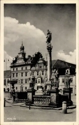 Ak Kolín Kolin Mittelböhmen, Denkmal auf dem Marktplatz 