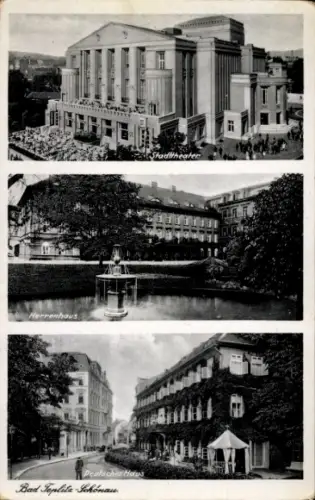 Ak Teplice Šanov Teplitz Schönau Region Aussig, Stadttheater, Herrenhaus, Deutsches Haus