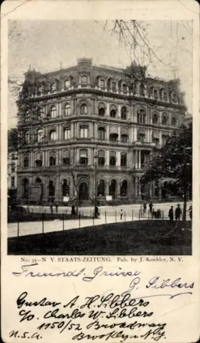 Ak Coney Island Brooklyn New York City USA, Postkarte mit Gebäude, Namen, NY Staats-Zeitung, V...