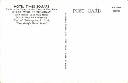 Ak New York, View of the Hotel Times Square