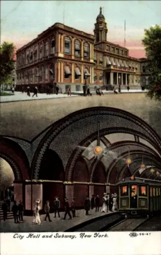 Ak New York City USA, City Hall, Subway