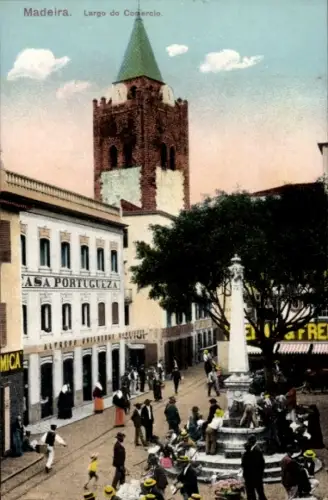 Ak Funchal Insel Madeira Portugal, Largo do Comercio